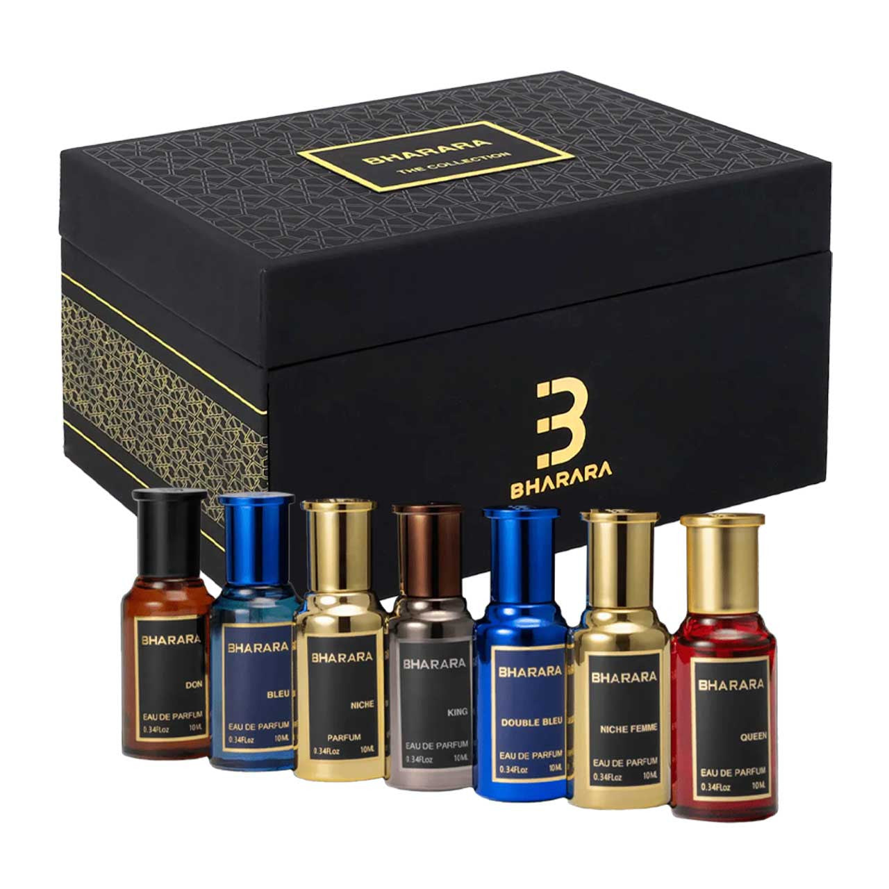 Estuche 7 Piezas Hombre EDP 10ml King + EDP 10ml Double Bleu + EDP 10ml Bleu + EDP 10ml Don + EDP 10ml Niche Femme + EDP 10ml Niche + EDP 10ml Queen